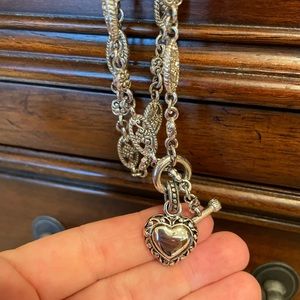 Brighton heart toggle closure silver chain link necklace